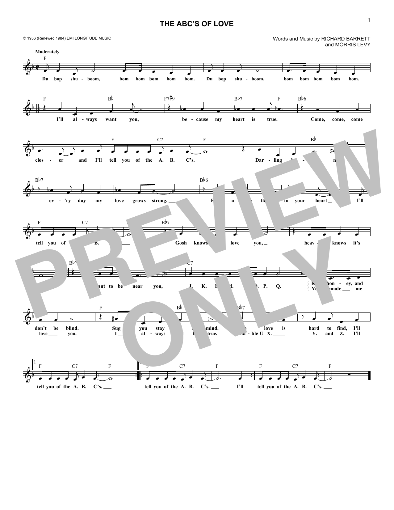 Download Frankie Lyman & The Teenagers The ABC's Of Love Sheet Music