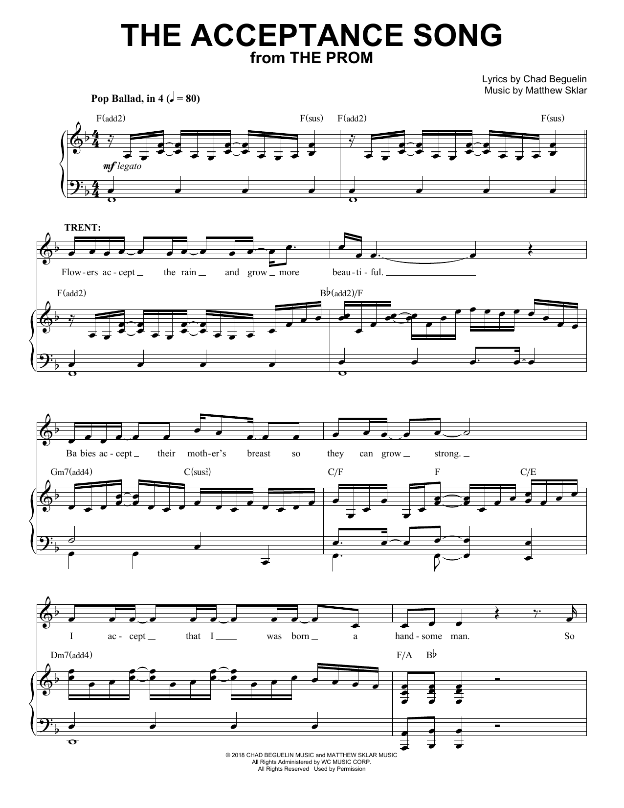 Download Matthew Sklar & Chad Beguelin The Acceptance Song (from The Prom: A N Sheet Music