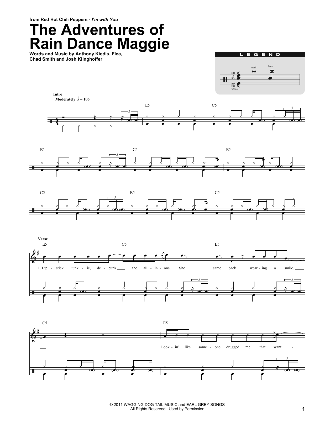 Download Red Hot Chili Peppers The Adventures Of Rain Dance Maggie Sheet Music