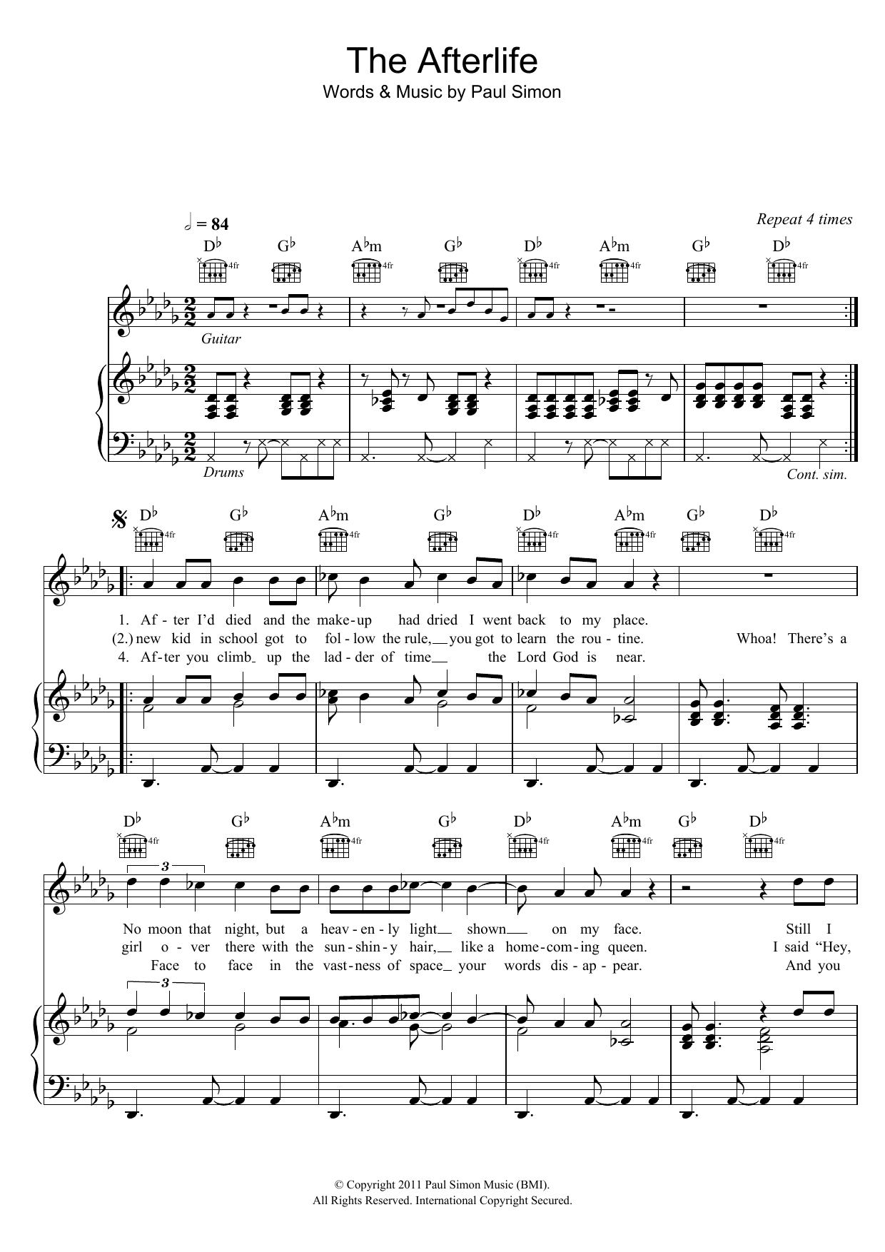 Download Paul Simon The Afterlife Sheet Music