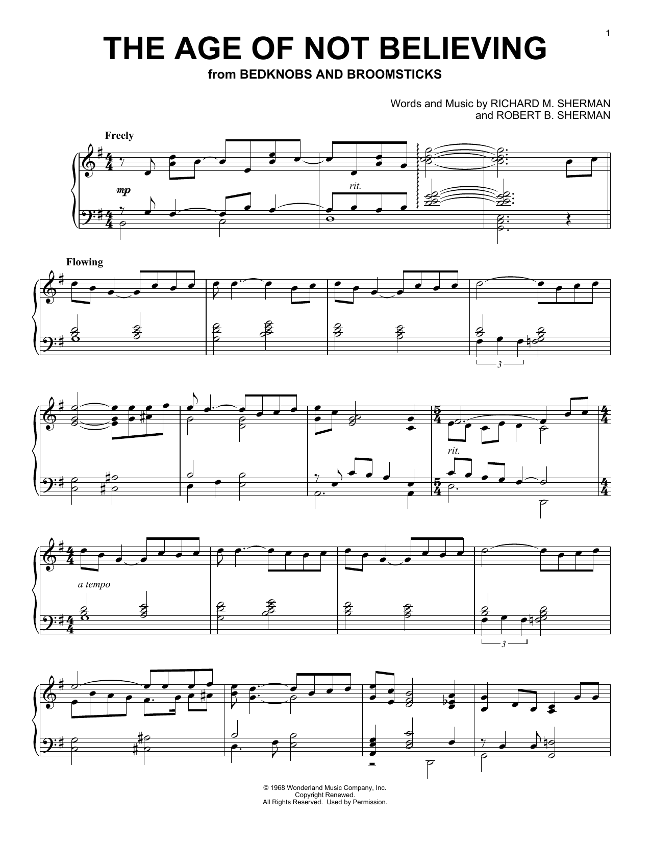 Download Angela Lansbury The Age Of Not Believing (from Bedknobs Sheet Music