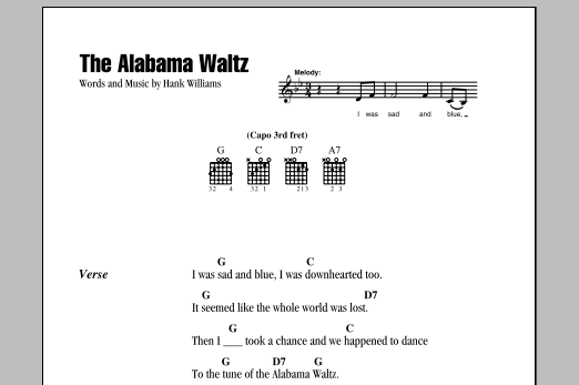 Download Hank Williams The Alabama Waltz Sheet Music