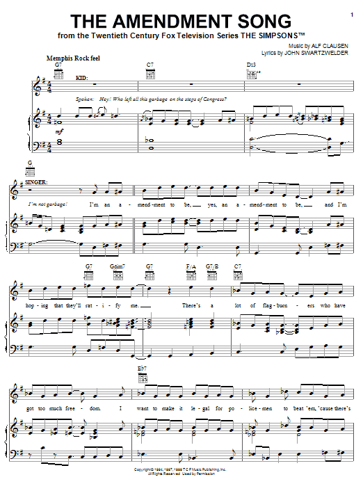 Download The Simpsons The Amendment Song Sheet Music