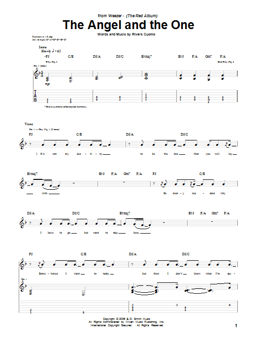 Download Weezer The Angel And The One Sheet Music