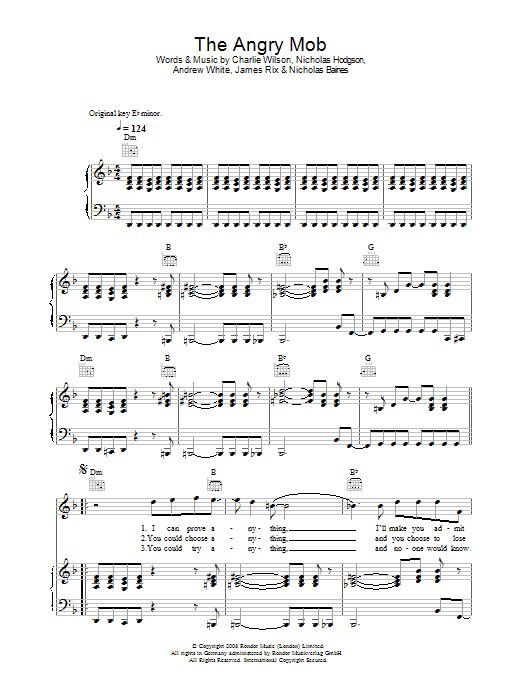 Download Kaiser Chiefs The Angry Mob Sheet Music