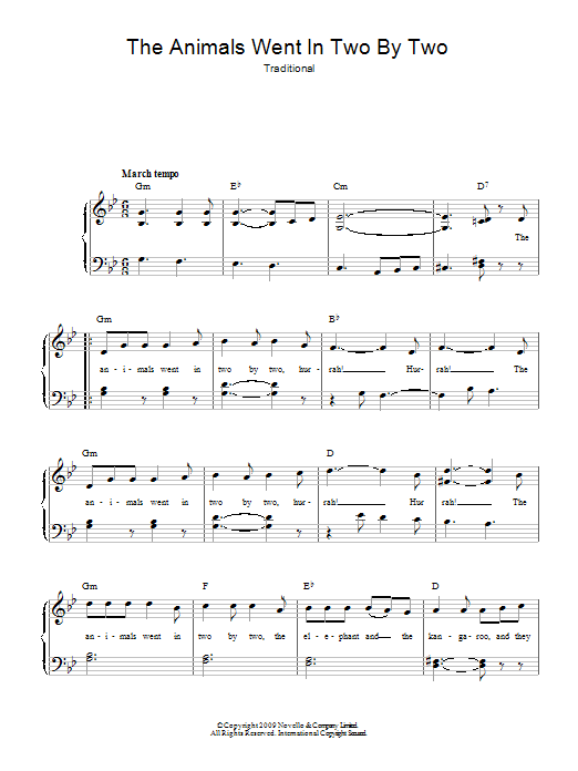 Download Traditional The Animals Went In Two By Two Sheet Music