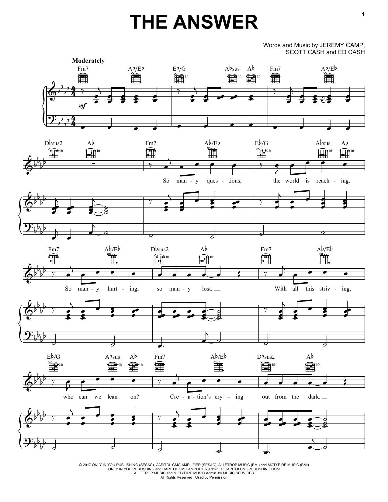 Download Jeremy Camp The Answer Sheet Music