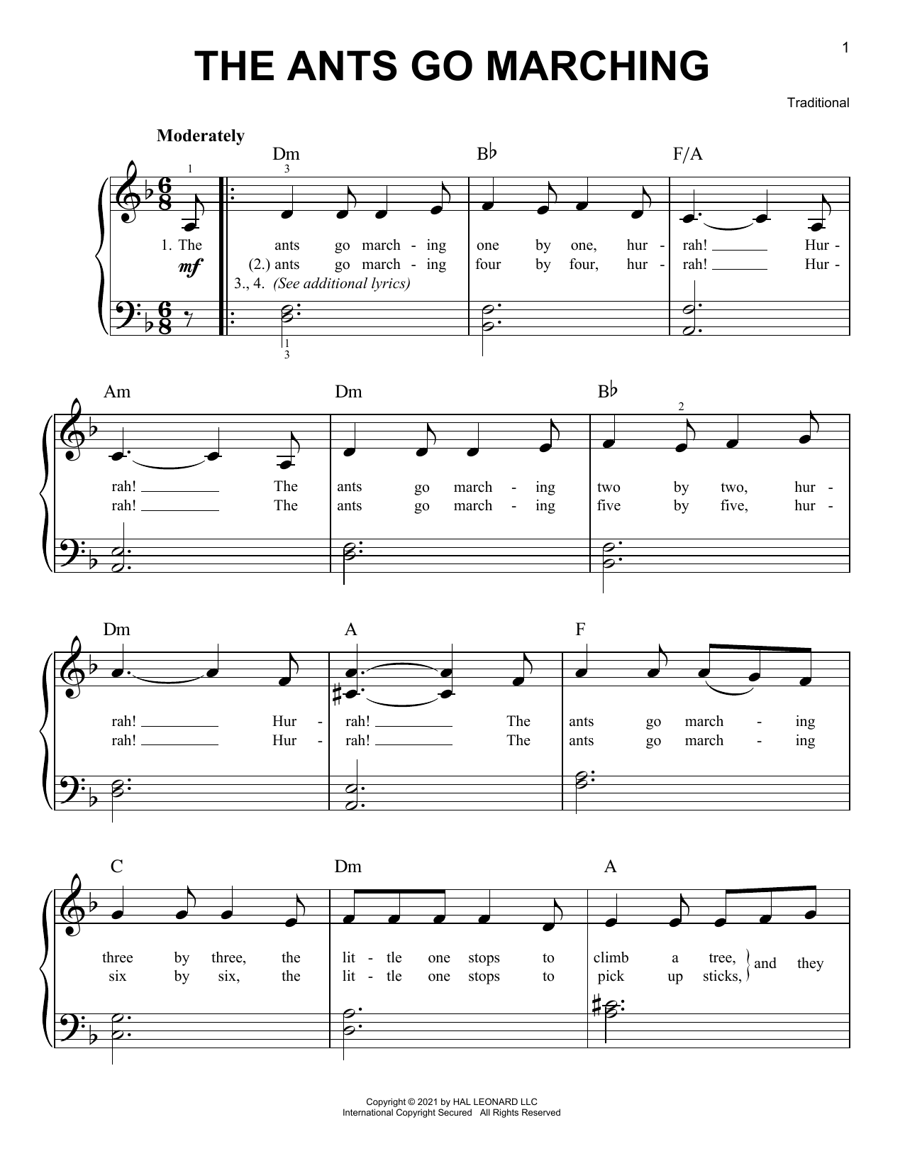 Download Traditional The Ants Go Marching Sheet Music