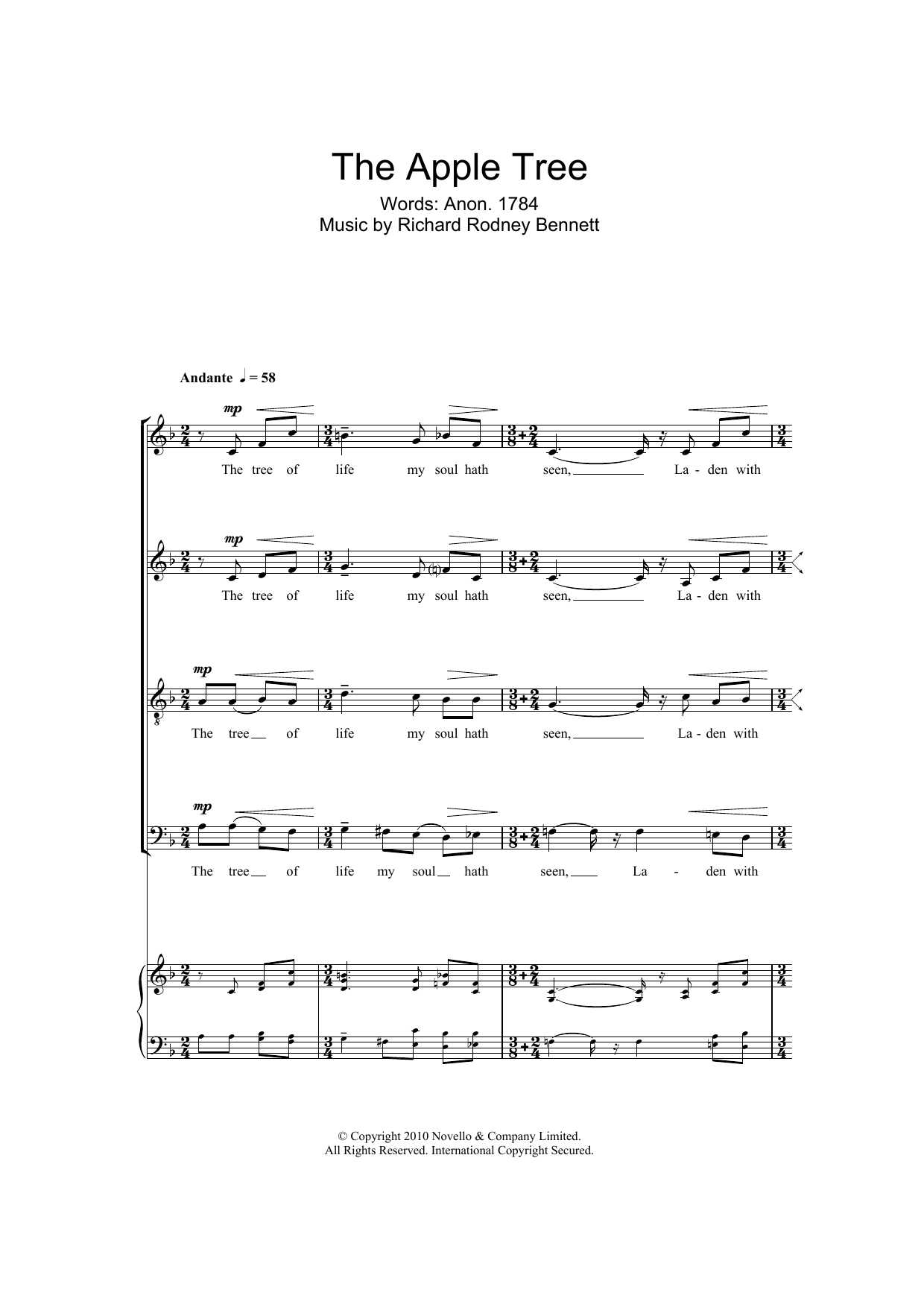 Download Richard Rodney Bennett The Apple Tree Sheet Music