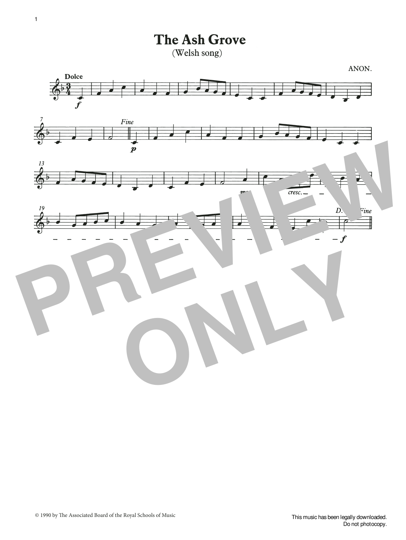 Download Trad. Welsh The Ash Grove from Graded Music for Tun Sheet Music