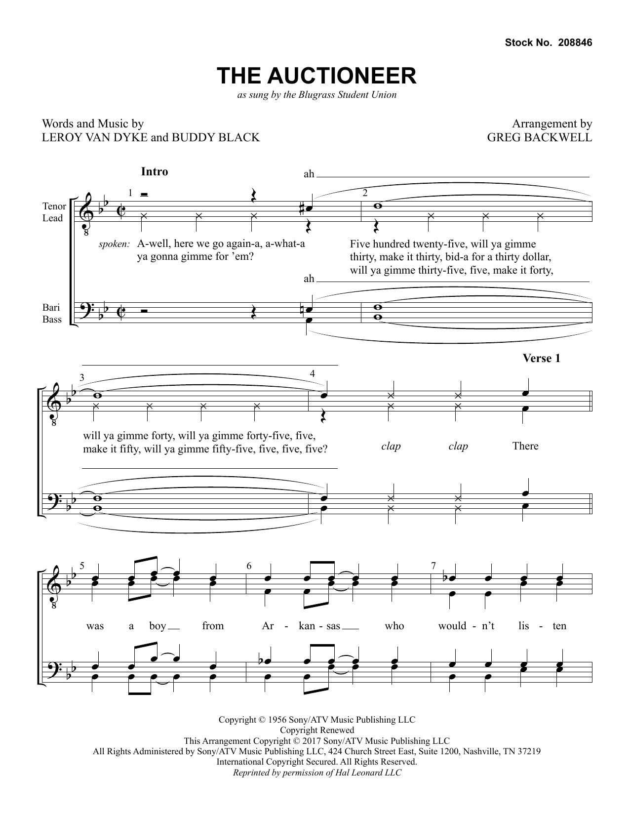 Download Bluegrass Student Union The Auctioneer (arr. Greg Blackwell) Sheet Music