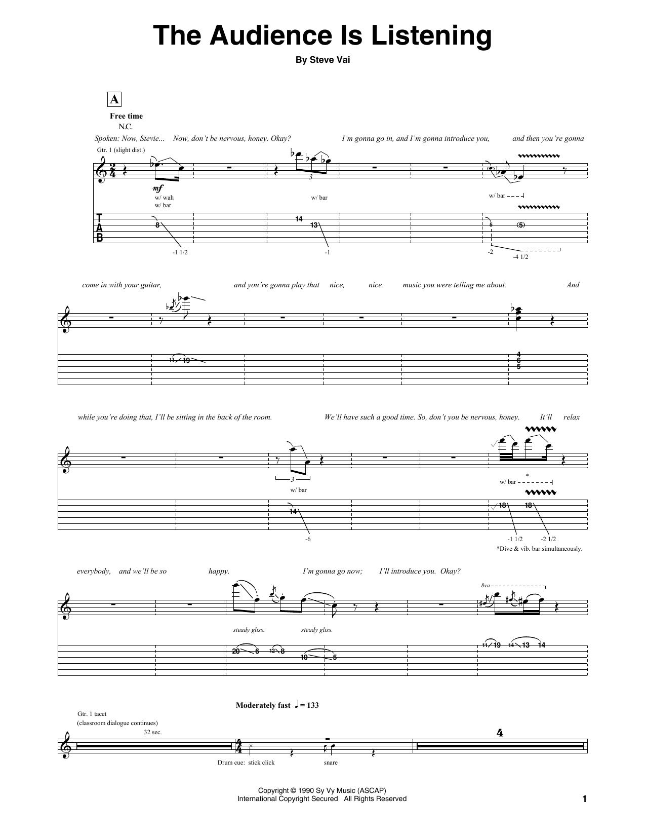 Download Steve Vai The Audience Is Listening Sheet Music