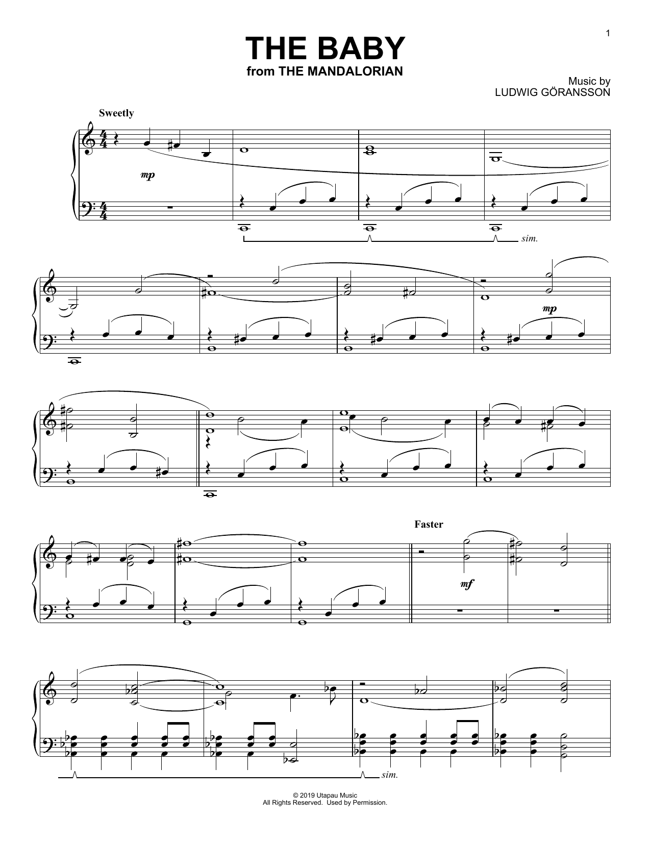 Download Ludwig Goransson The Baby (from Star Wars: The Mandalori Sheet Music
