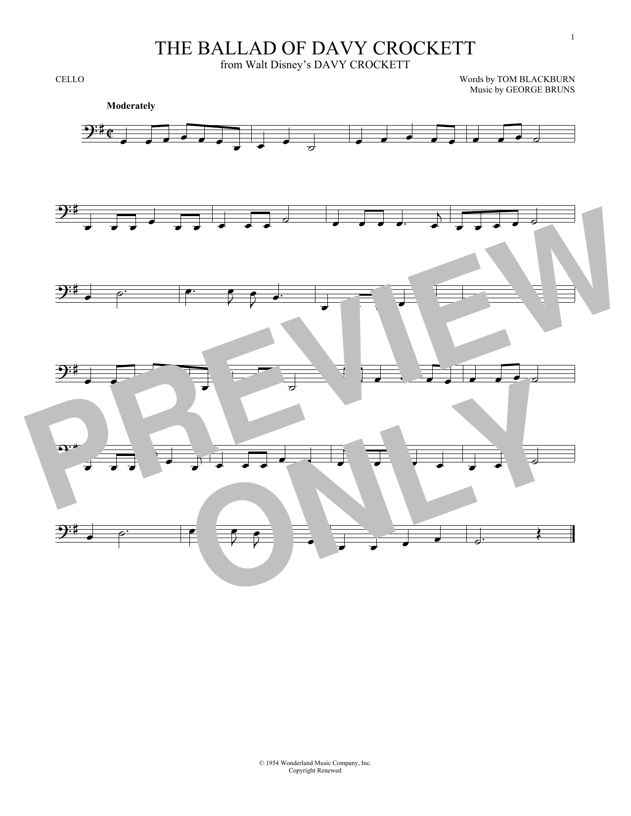 Download George Bruns The Ballad Of Davy Crockett Sheet Music