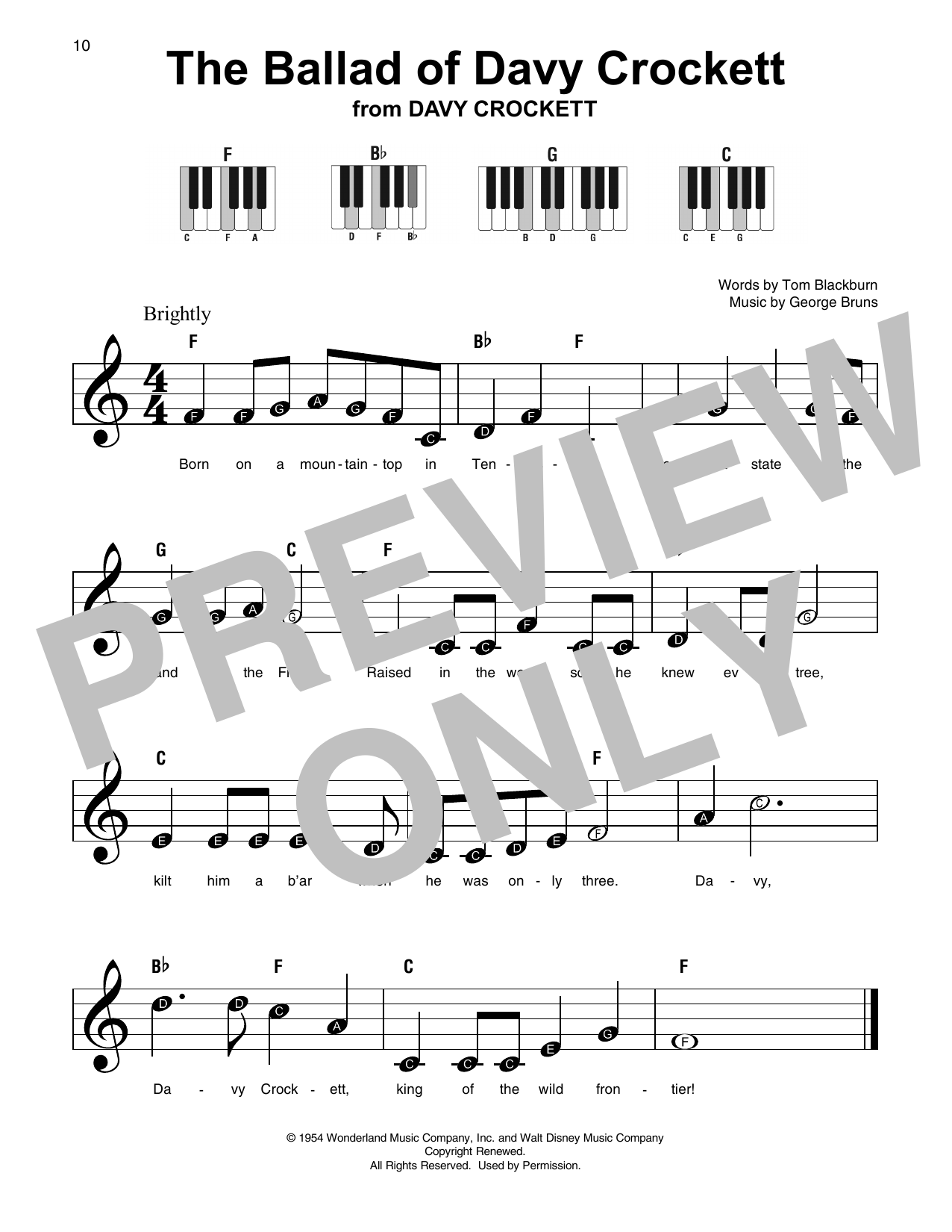 Download Tennessee Ernie Ford The Ballad Of Davy Crockett Sheet Music