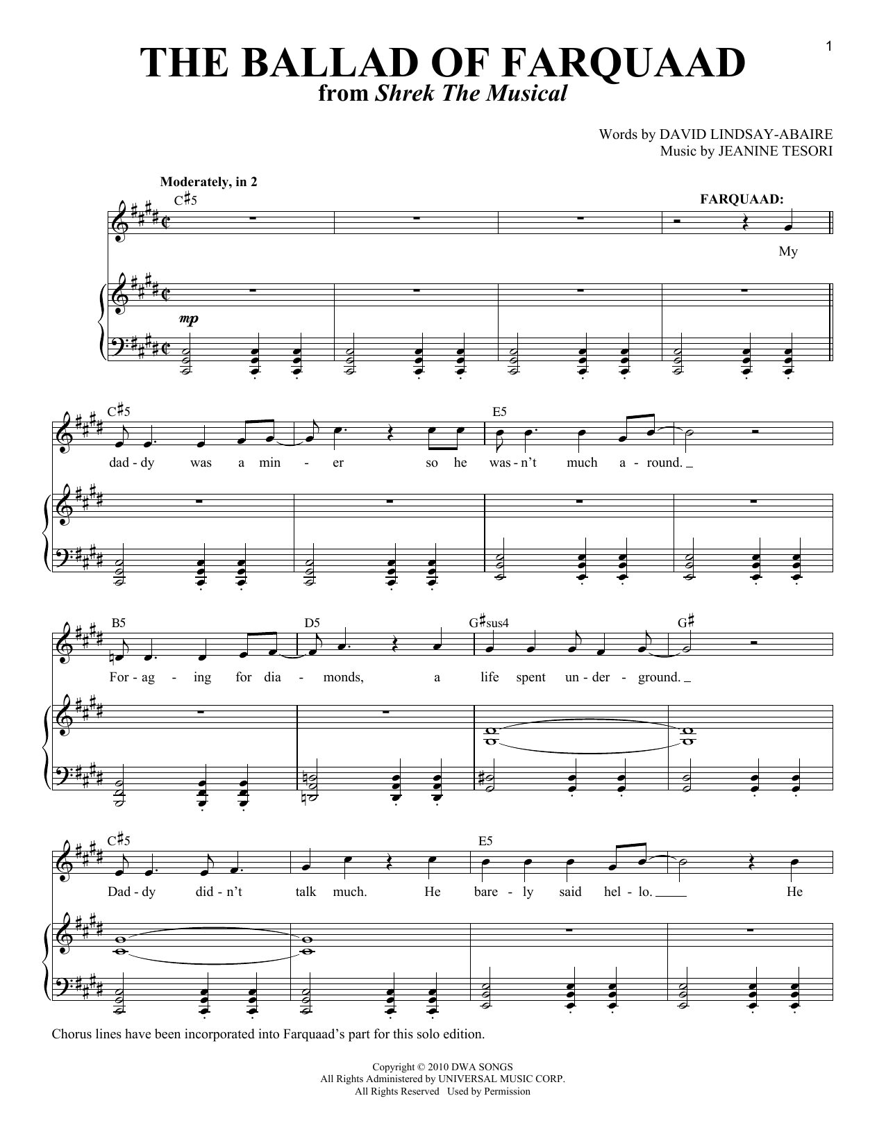 Download David Lindsay-Abaire The Ballad of Farquaad (from Shrek The Sheet Music