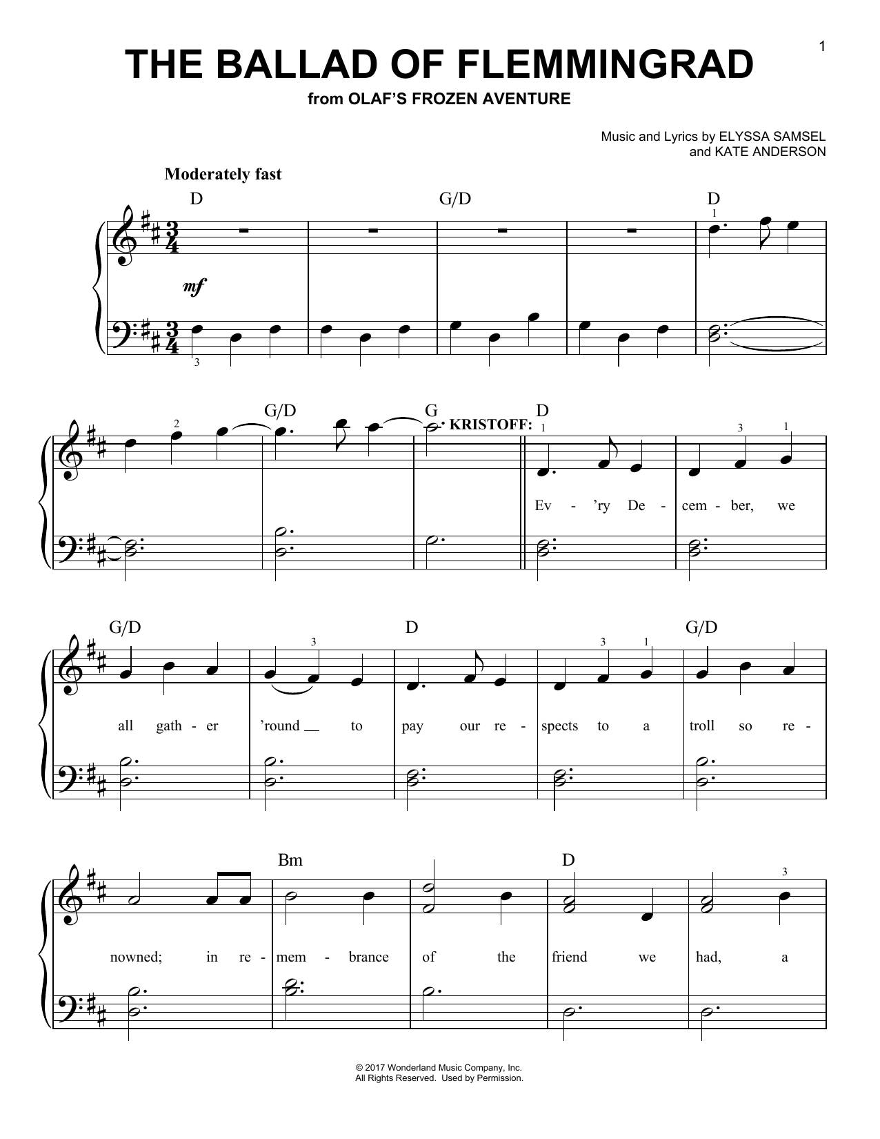 Download Kate Anderson The Ballad Of Flemmingrad (from Olaf's Sheet Music