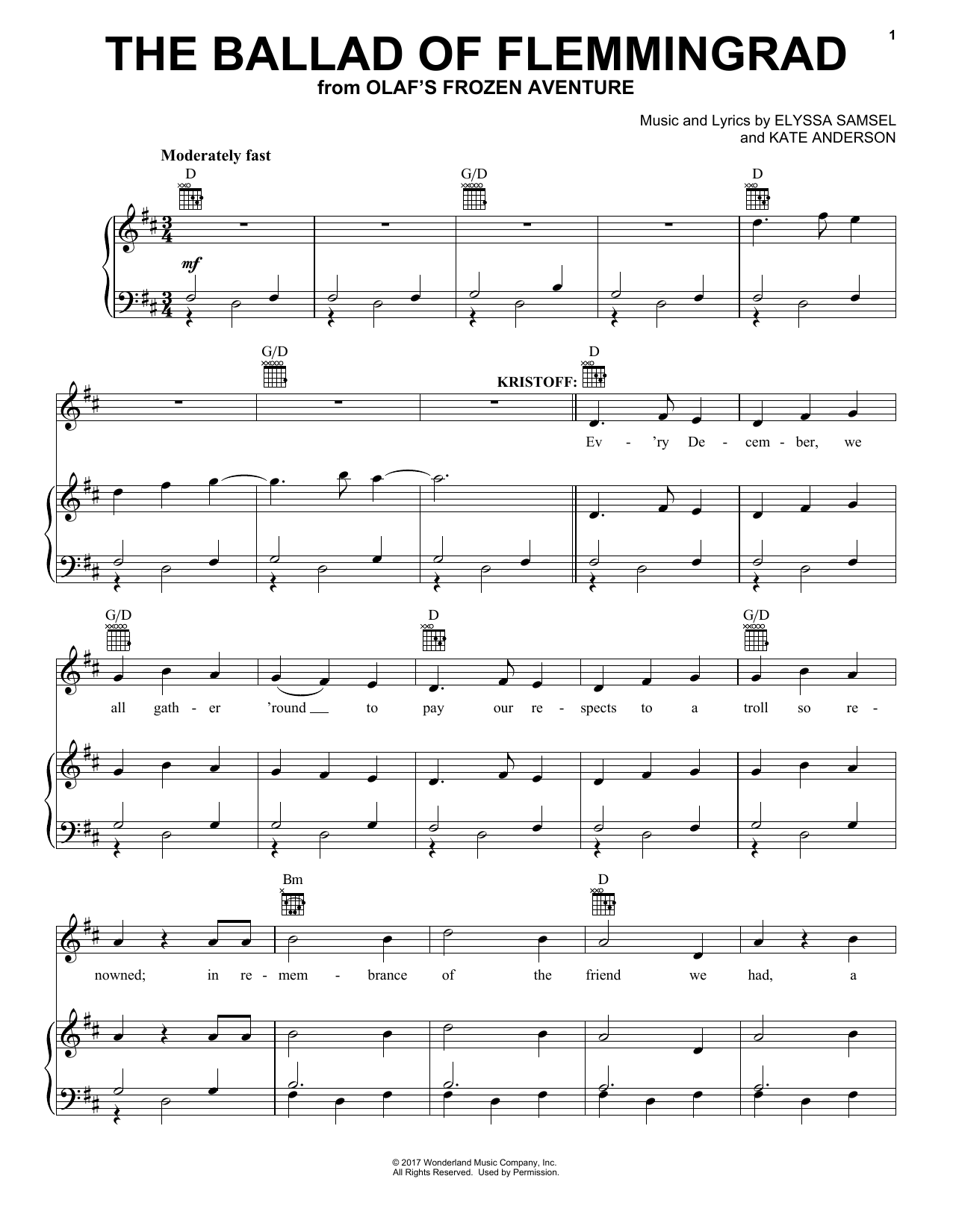 Download Kate Anderson The Ballad Of Flemmingrad (from Olaf's Sheet Music