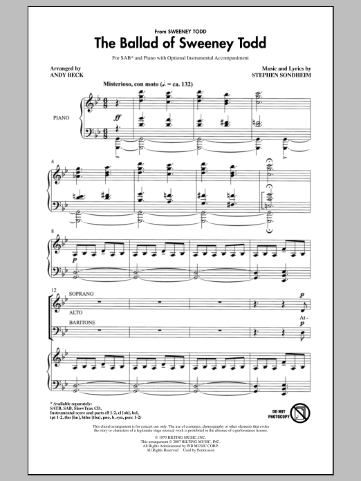 Download Andy Beck The Ballad Of Sweeney Todd Sheet Music