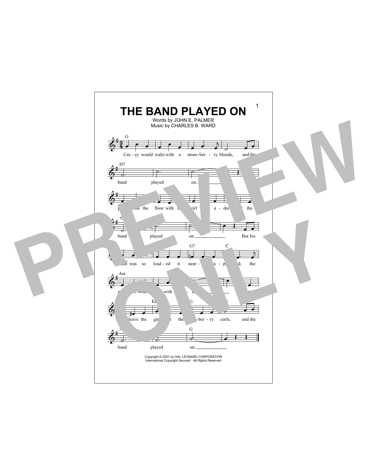Download John E. Palmer The Band Played On Sheet Music