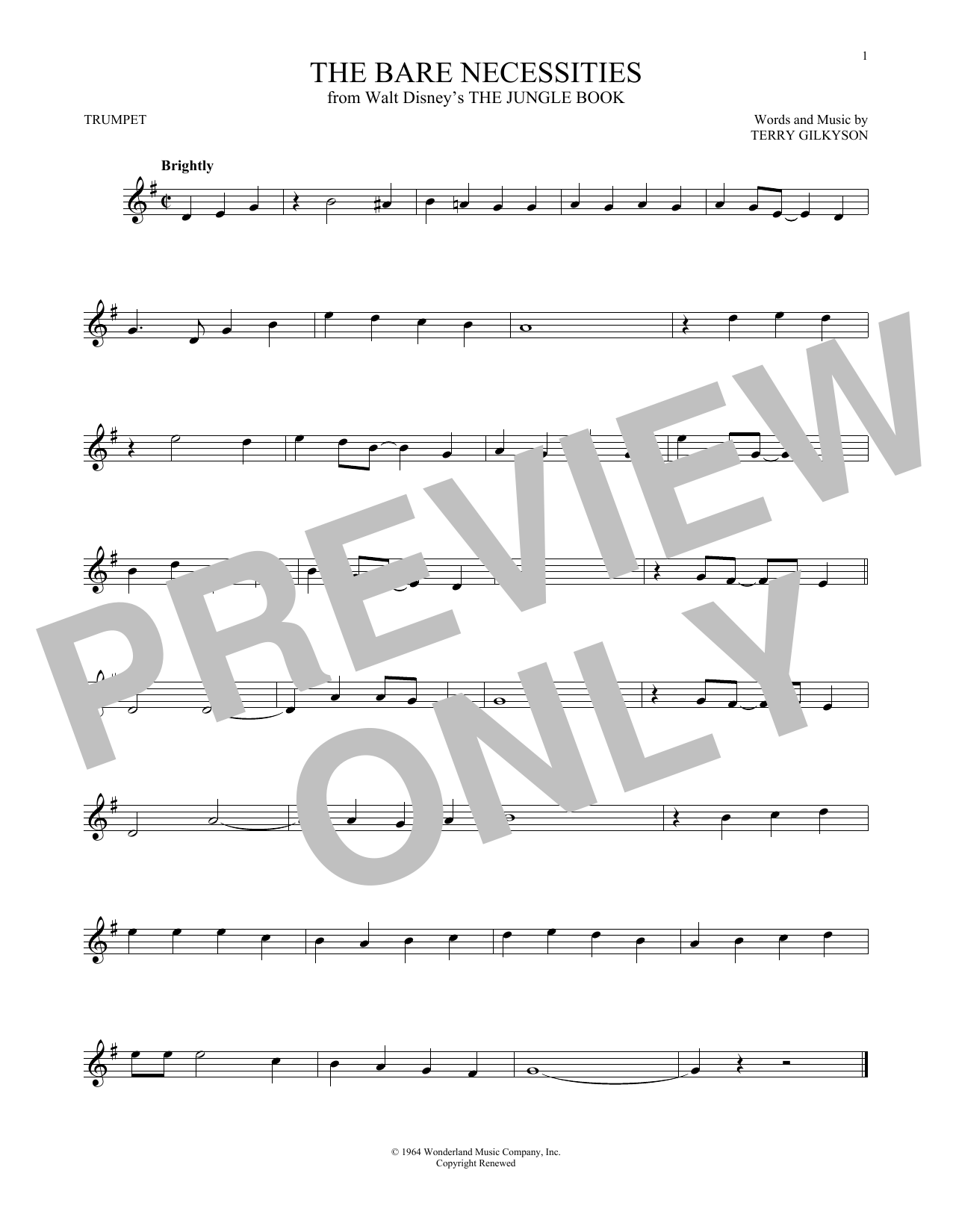 Download Terry Gilkyson The Bare Necessities (from The Jungle B Sheet Music