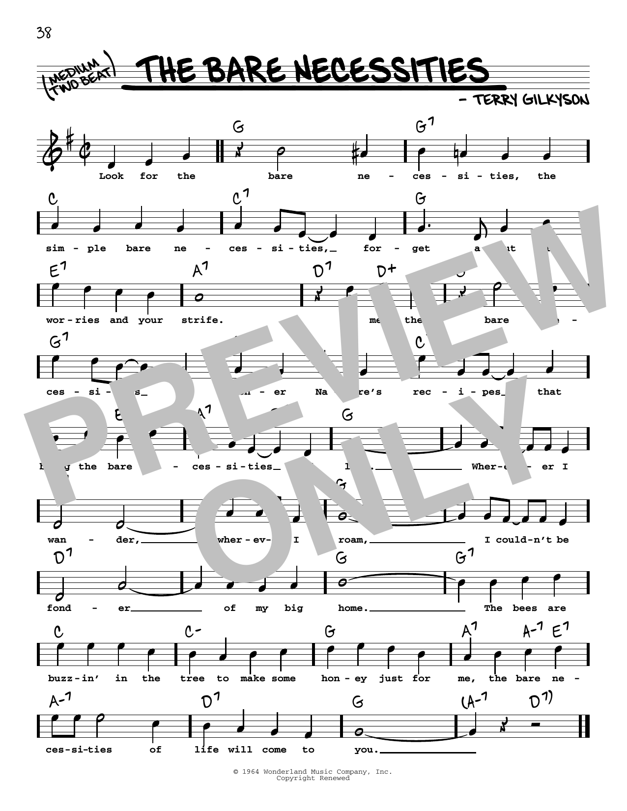 Download Terry Gilkyson The Bare Necessities (High Voice) Sheet Music