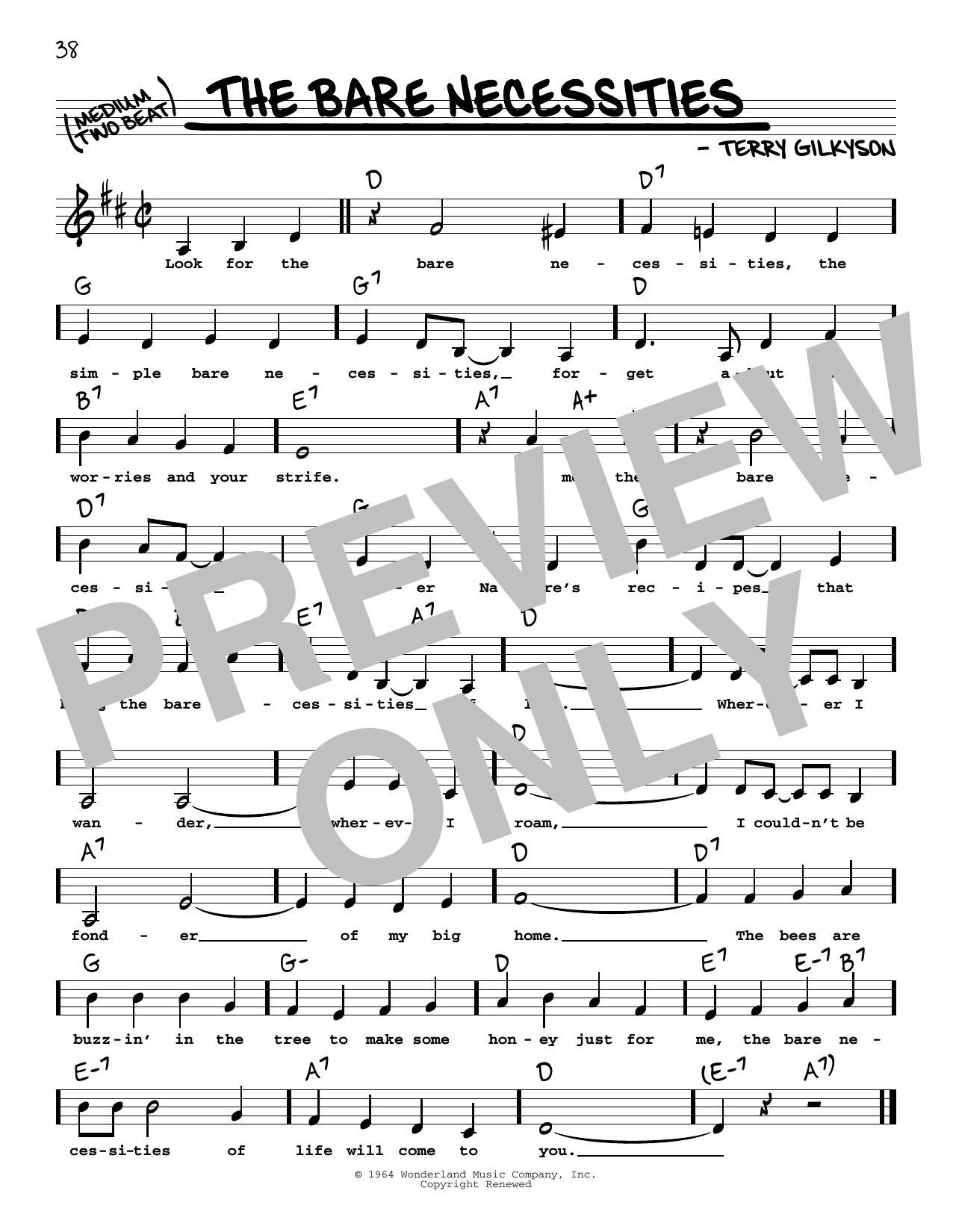 Download Terry Gilkyson The Bare Necessities (Low Voice) (from Sheet Music
