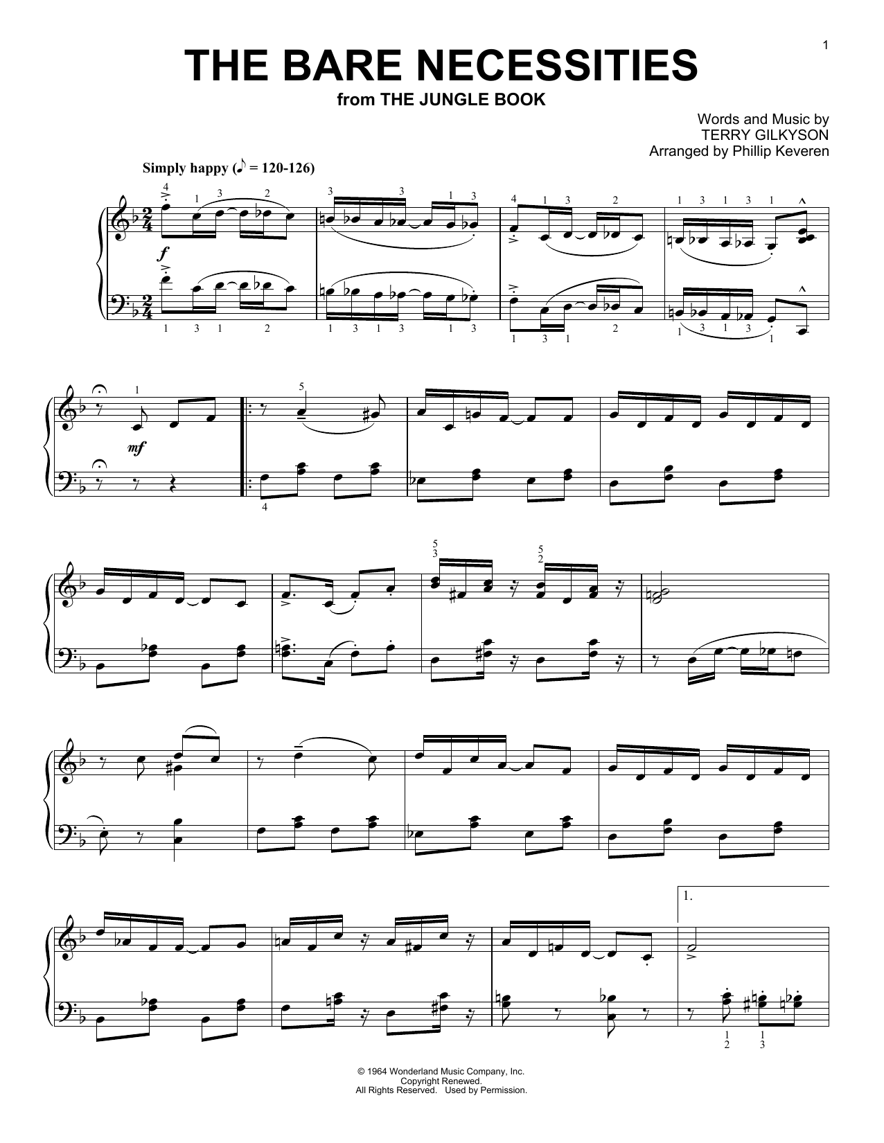 Download Terry Gilkyson The Bare Necessities [Ragtime version] Sheet Music