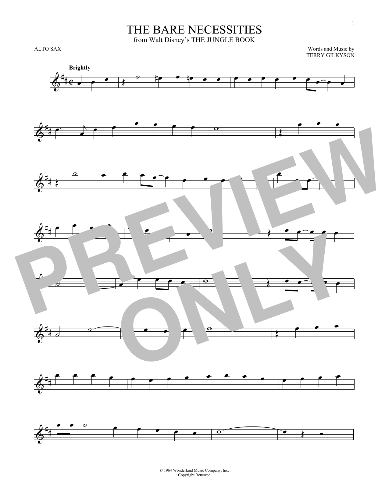 Download Terry Gilkyson The Bare Necessities Sheet Music