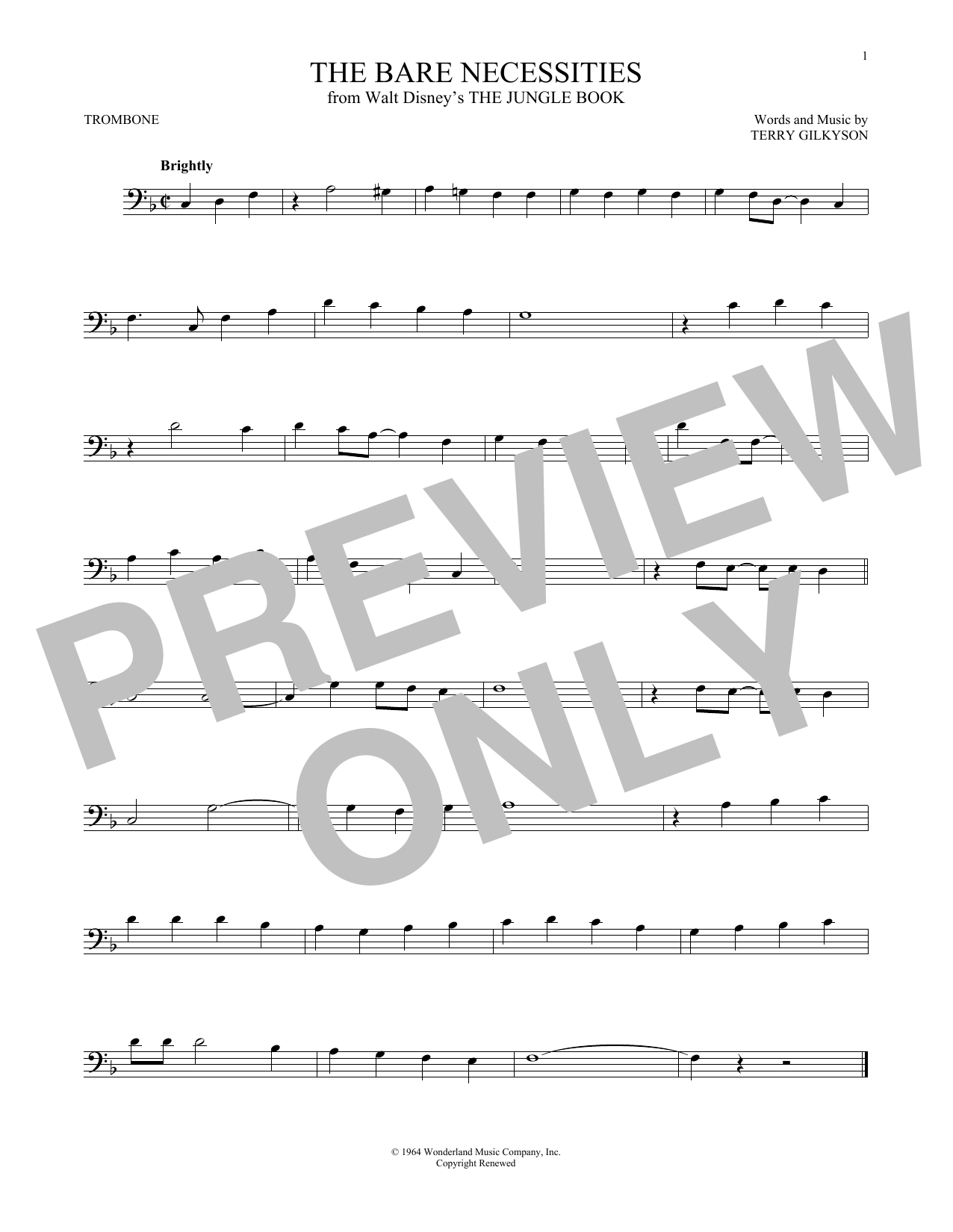 Download Terry Gilkyson The Bare Necessities Sheet Music