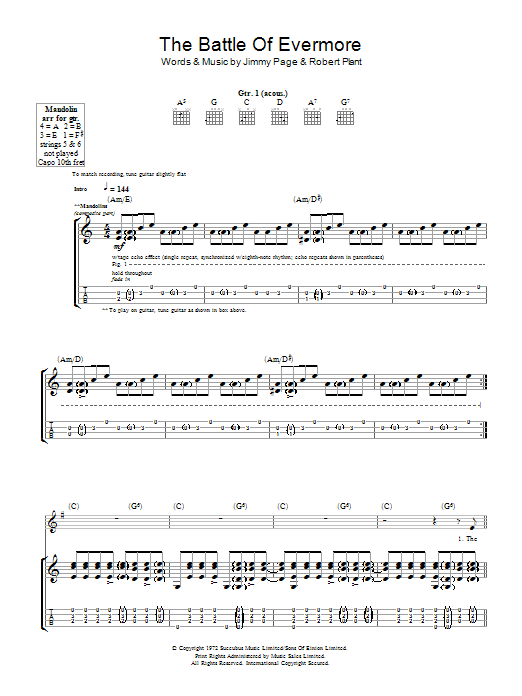 Download Led Zeppelin The Battle Of Evermore Sheet Music