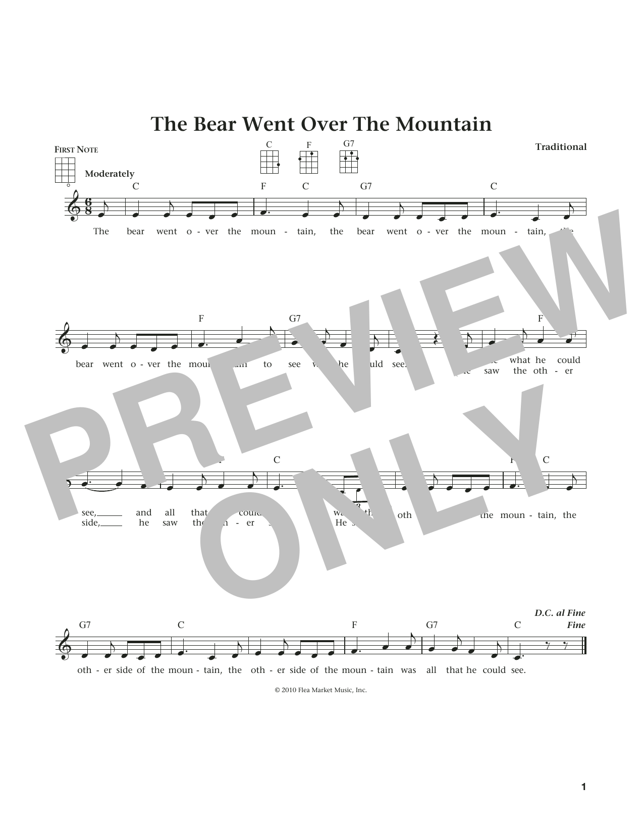 Download Traditional The Bear Went Over The Mountain (from T Sheet Music