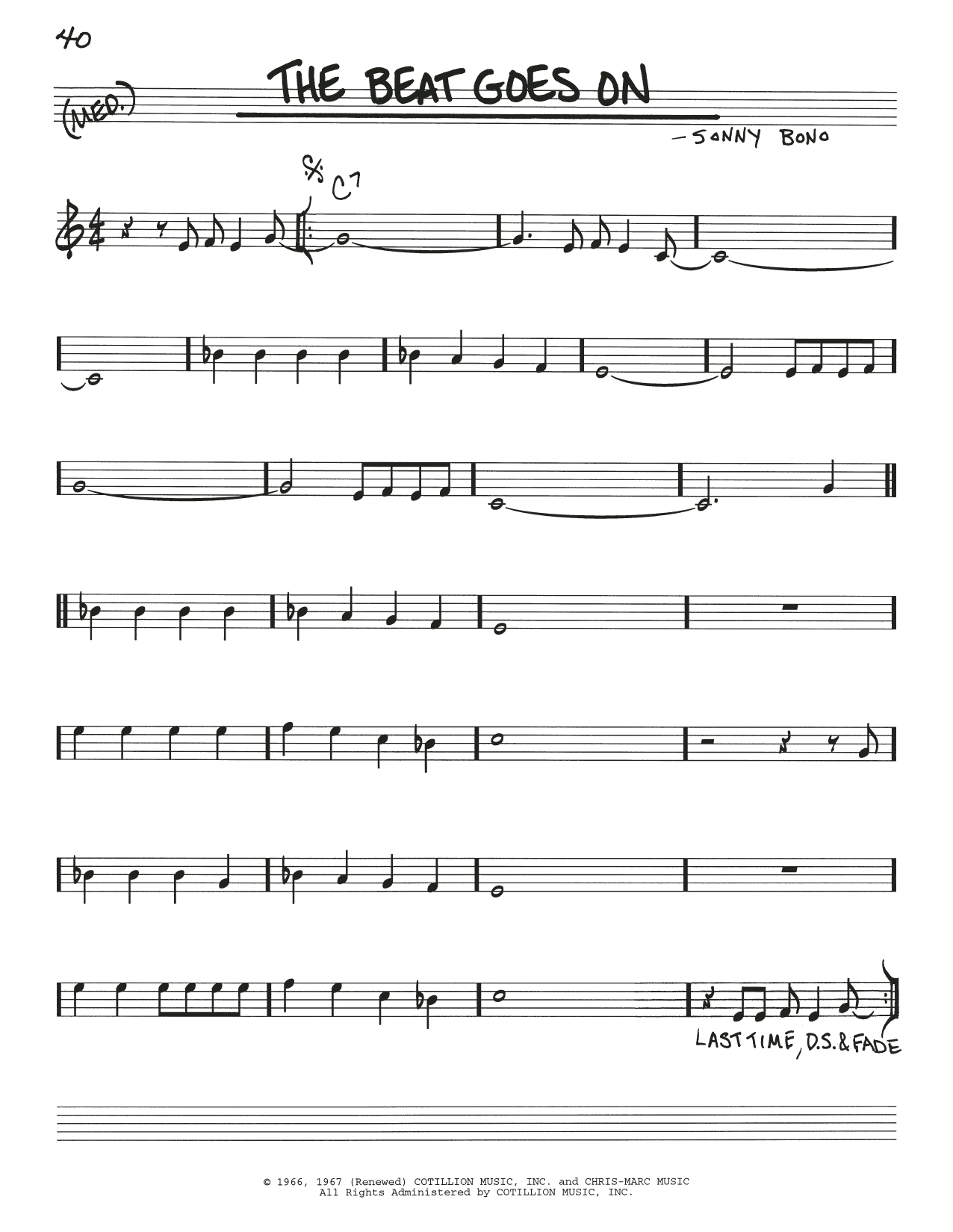 Download Sonny Bono The Beat Goes On Sheet Music