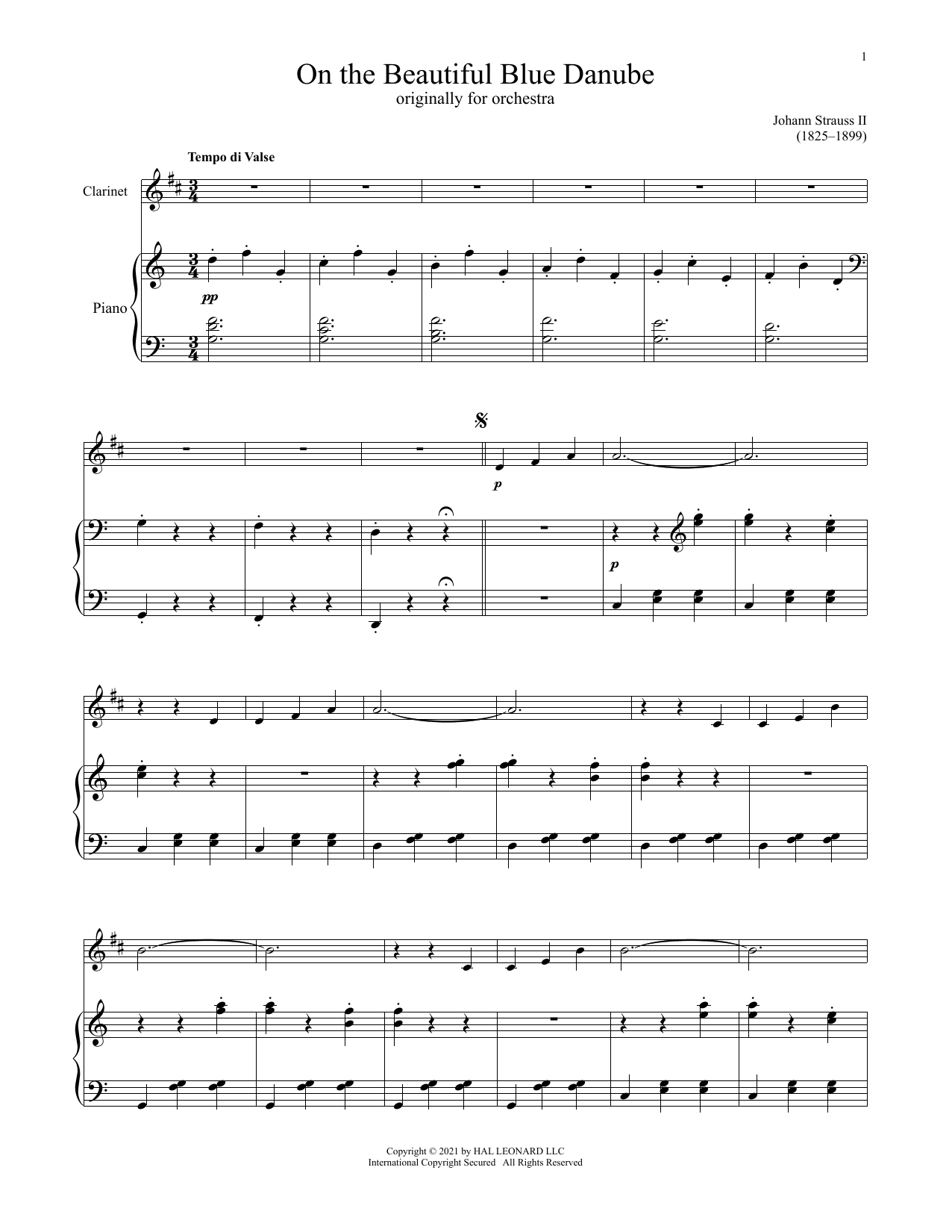 Download Johann Strauss II The Beautiful Blue Danube, Op. 314 Sheet Music