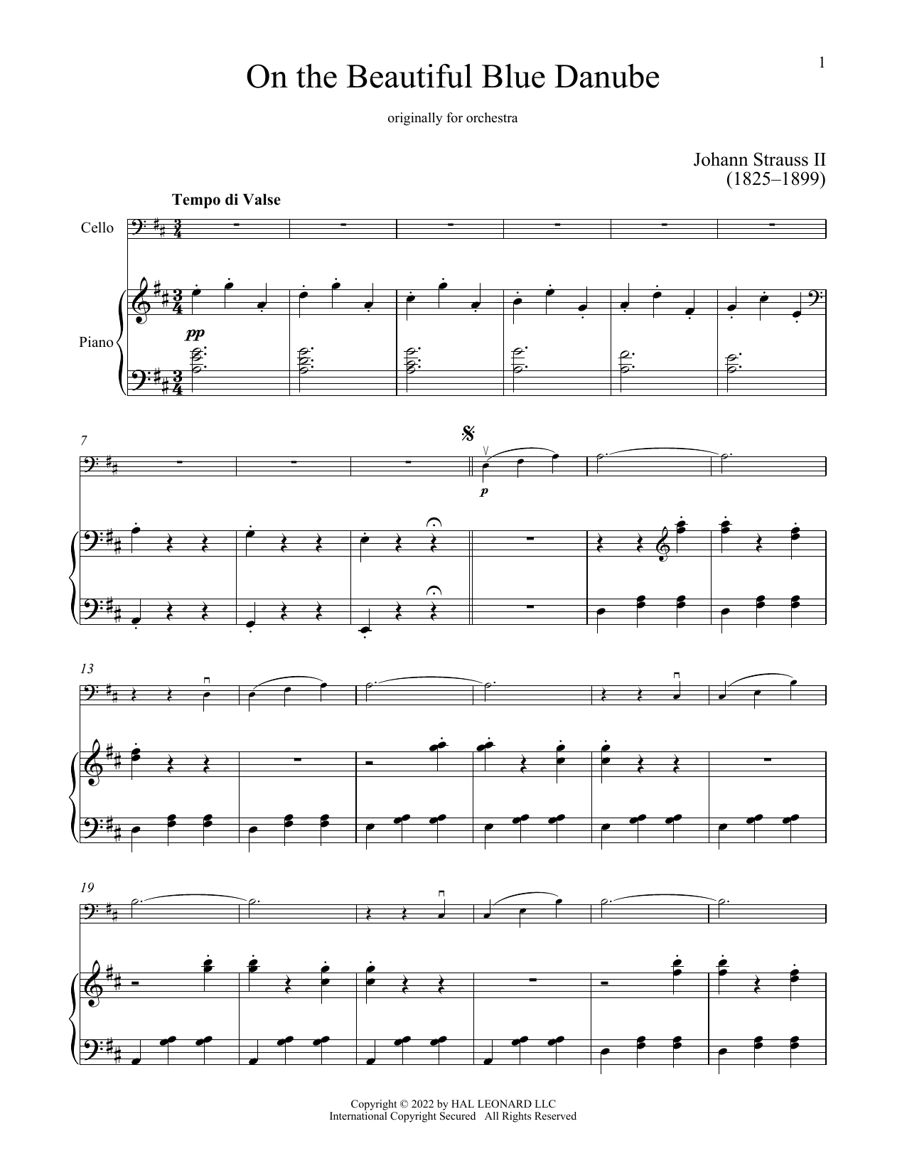 Download Johann Strauss II The Beautiful Blue Danube, Op. 314 Sheet Music