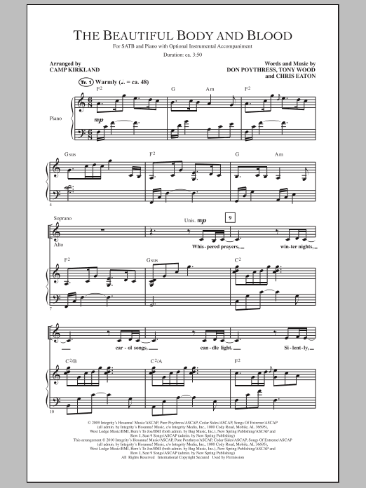 Download Camp Kirkland The Beautiful Body And Blood Sheet Music