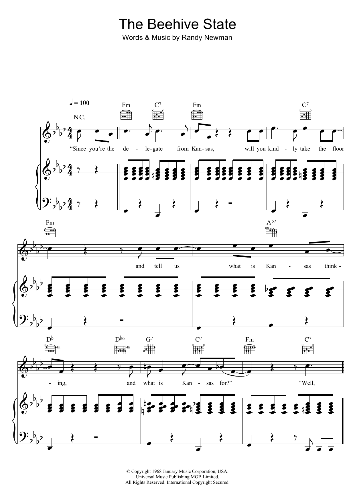 Download Randy Newman The Beehive State Sheet Music
