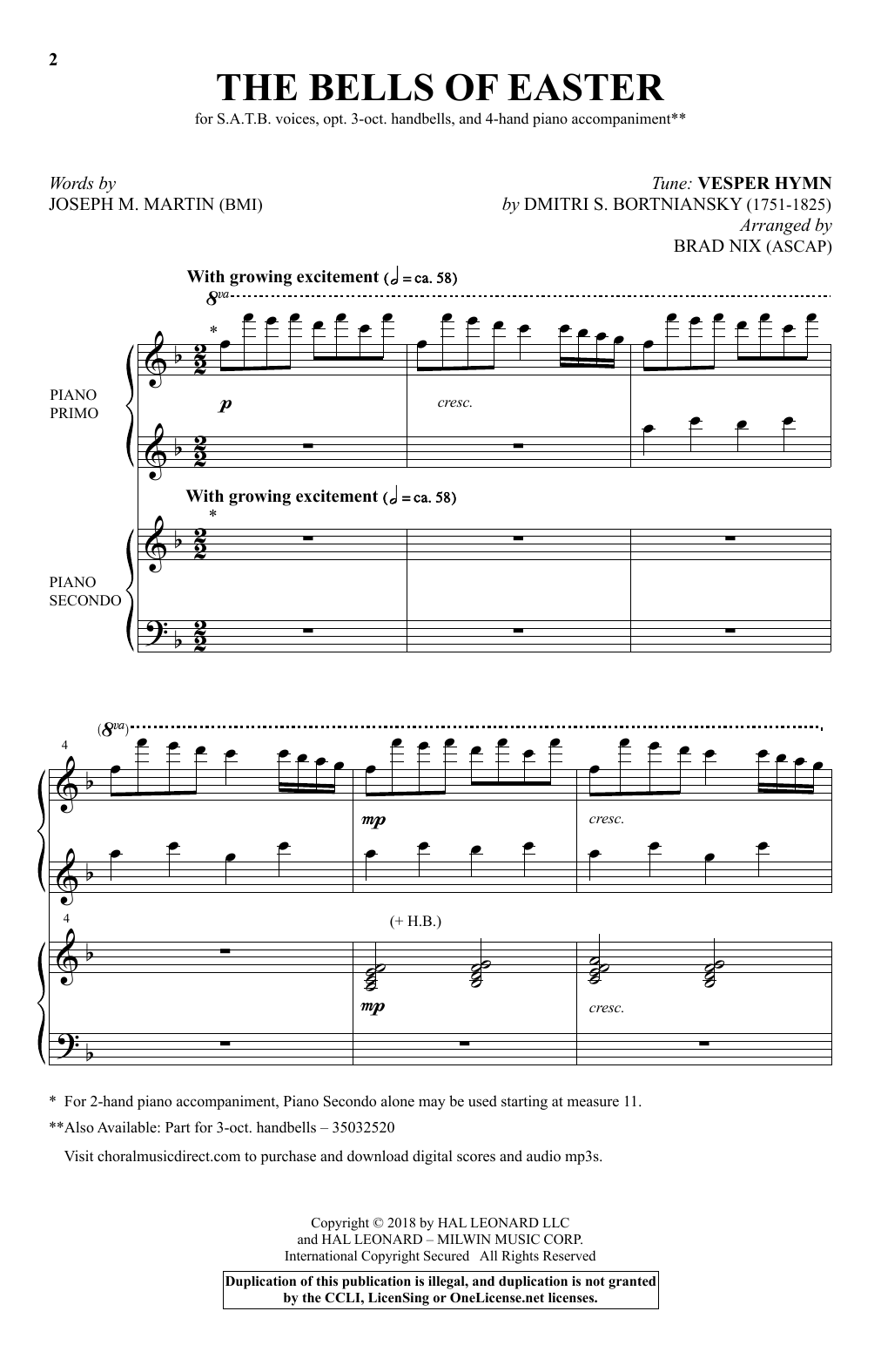 Download Joseph M. Martin The Bells Of Easter (arr. Brad Nix) Sheet Music
