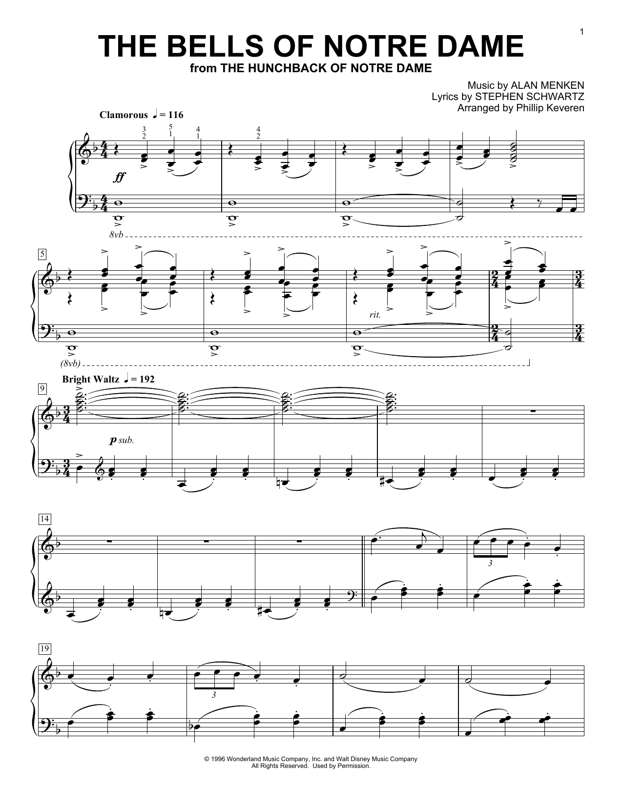 Download Alan Menken The Bells Of Notre Dame [Classical vers Sheet Music