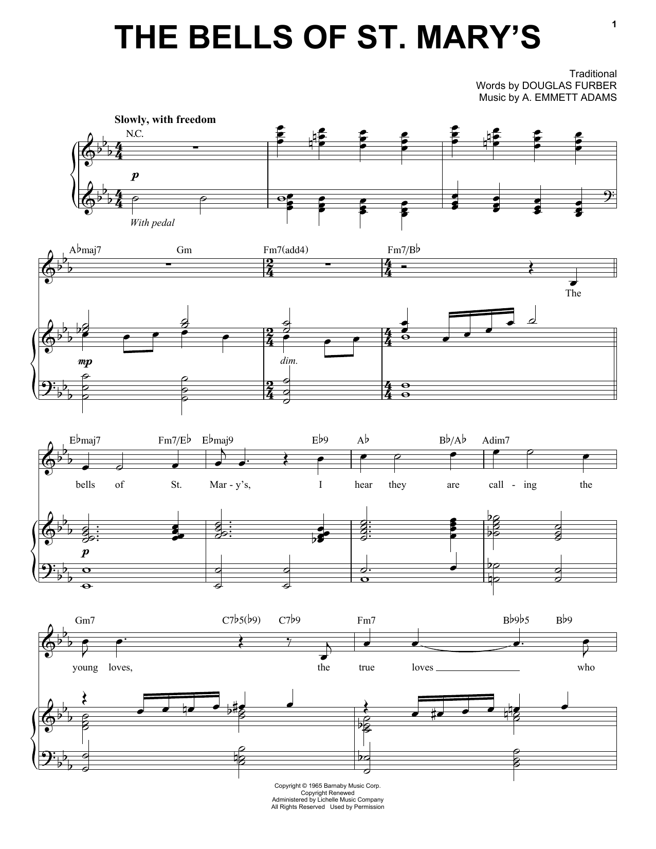Andy Williams The Bells Of St. Mary's sheet music notes printable PDF score