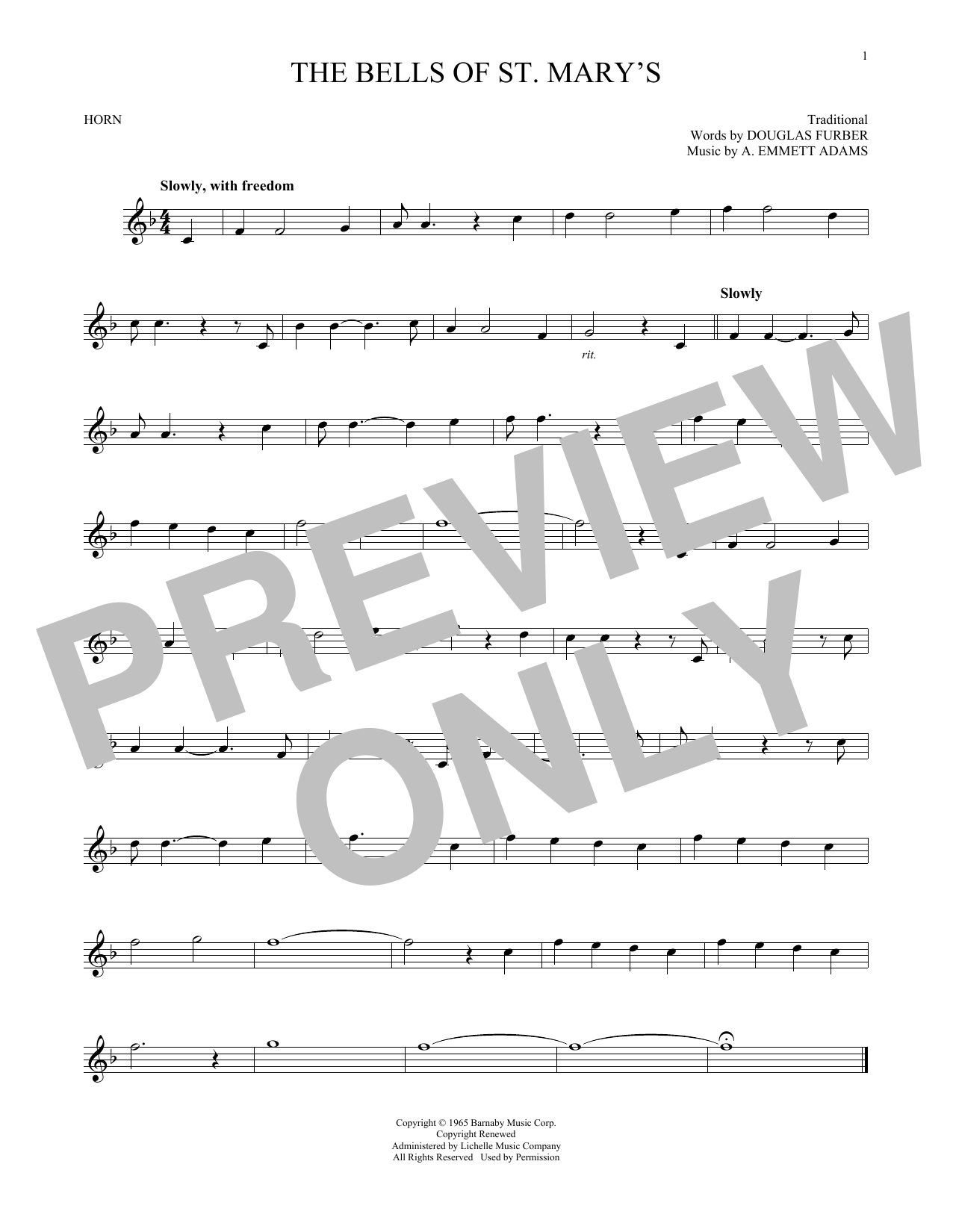 Download Douglas Furber The Bells Of St. Mary's Sheet Music