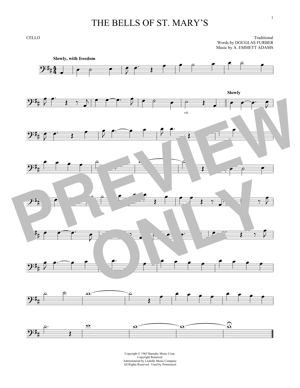 Download Douglas Furber The Bells Of St. Mary's Sheet Music