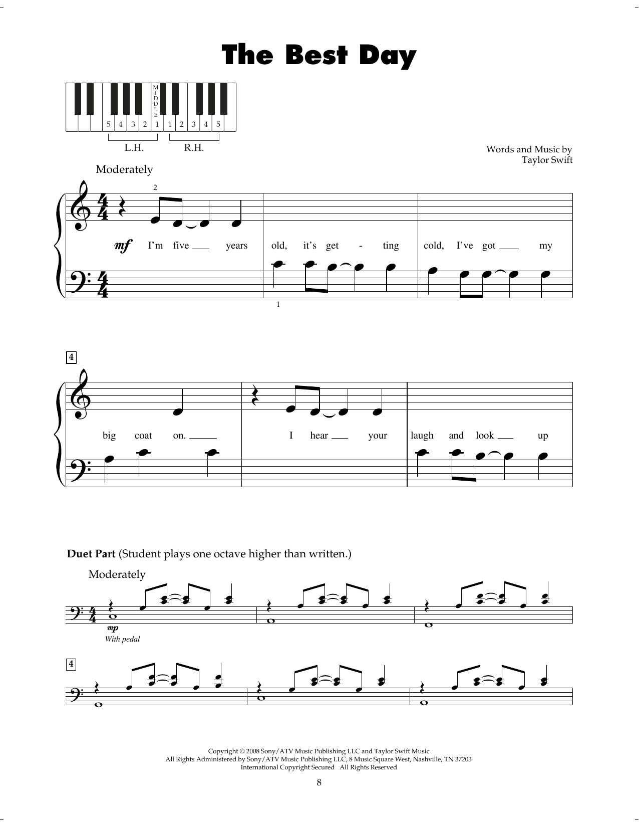 Download Taylor Swift The Best Day Sheet Music