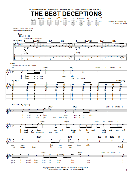 Download Dashboard Confessional The Best Deceptions Sheet Music
