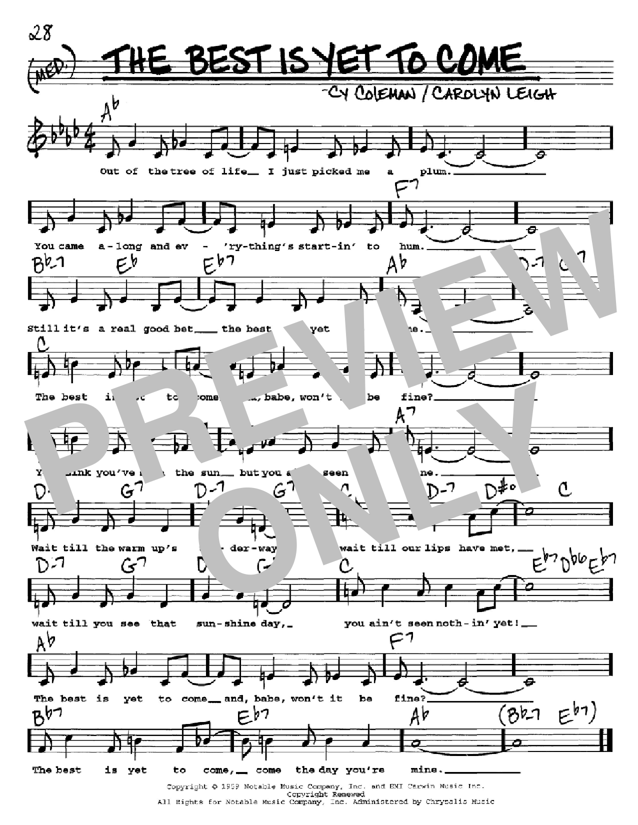 Download Cy Coleman The Best Is Yet To Come Sheet Music