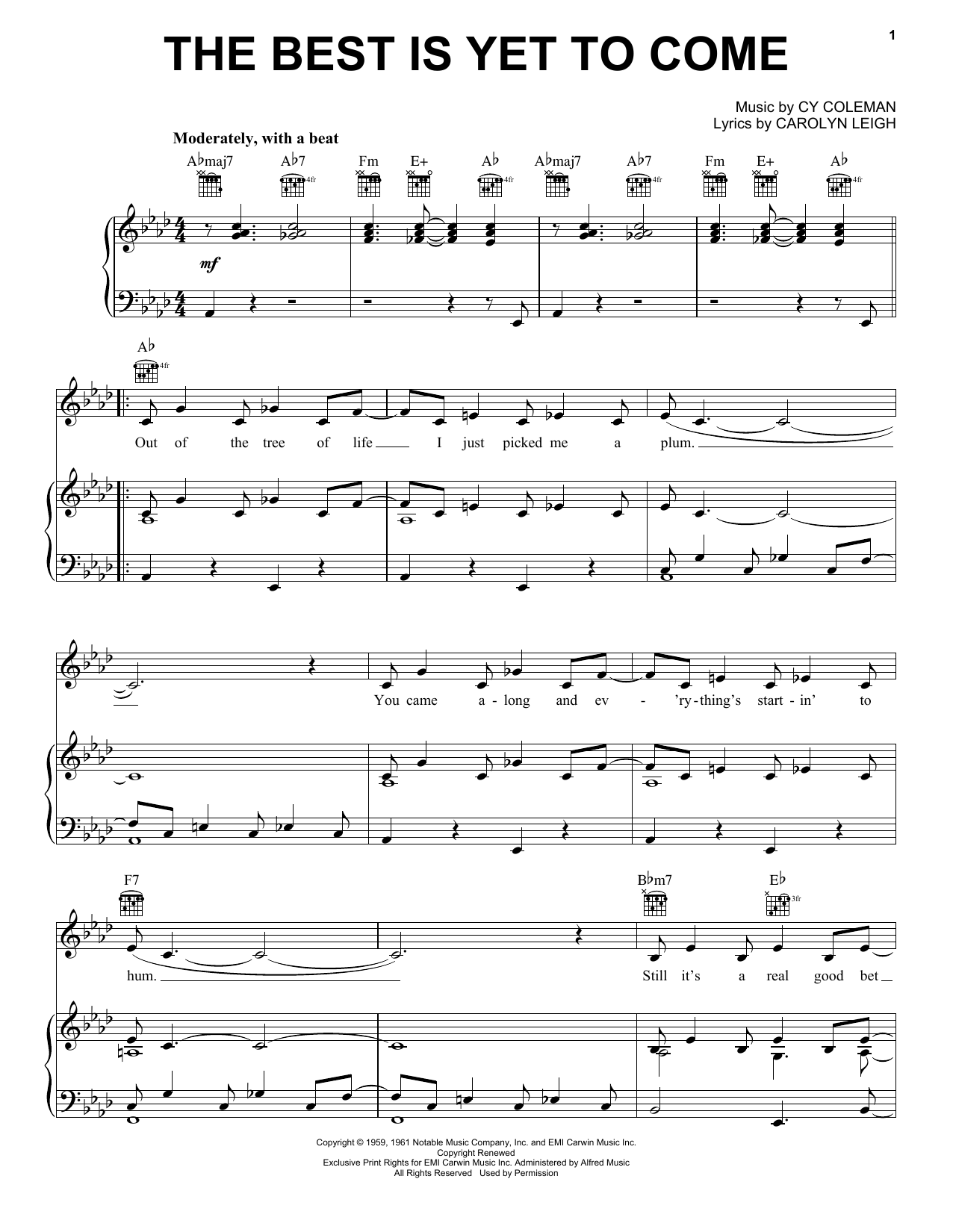 Download Frank Sinatra The Best Is Yet To Come Sheet Music
