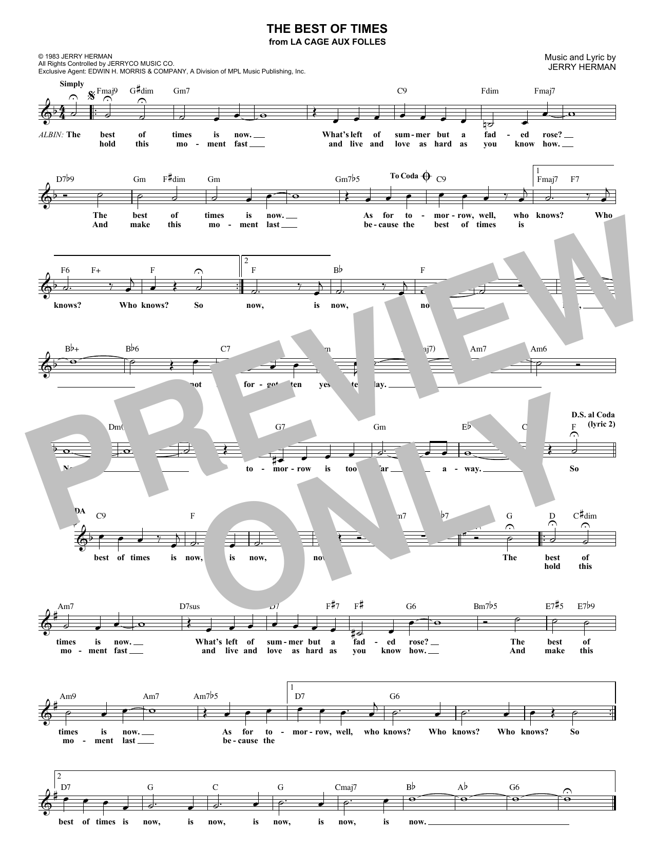 Download Jerry Herman The Best Of Times Sheet Music