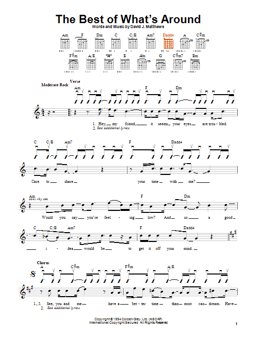 Download Dave Matthews Band The Best Of What's Around Sheet Music