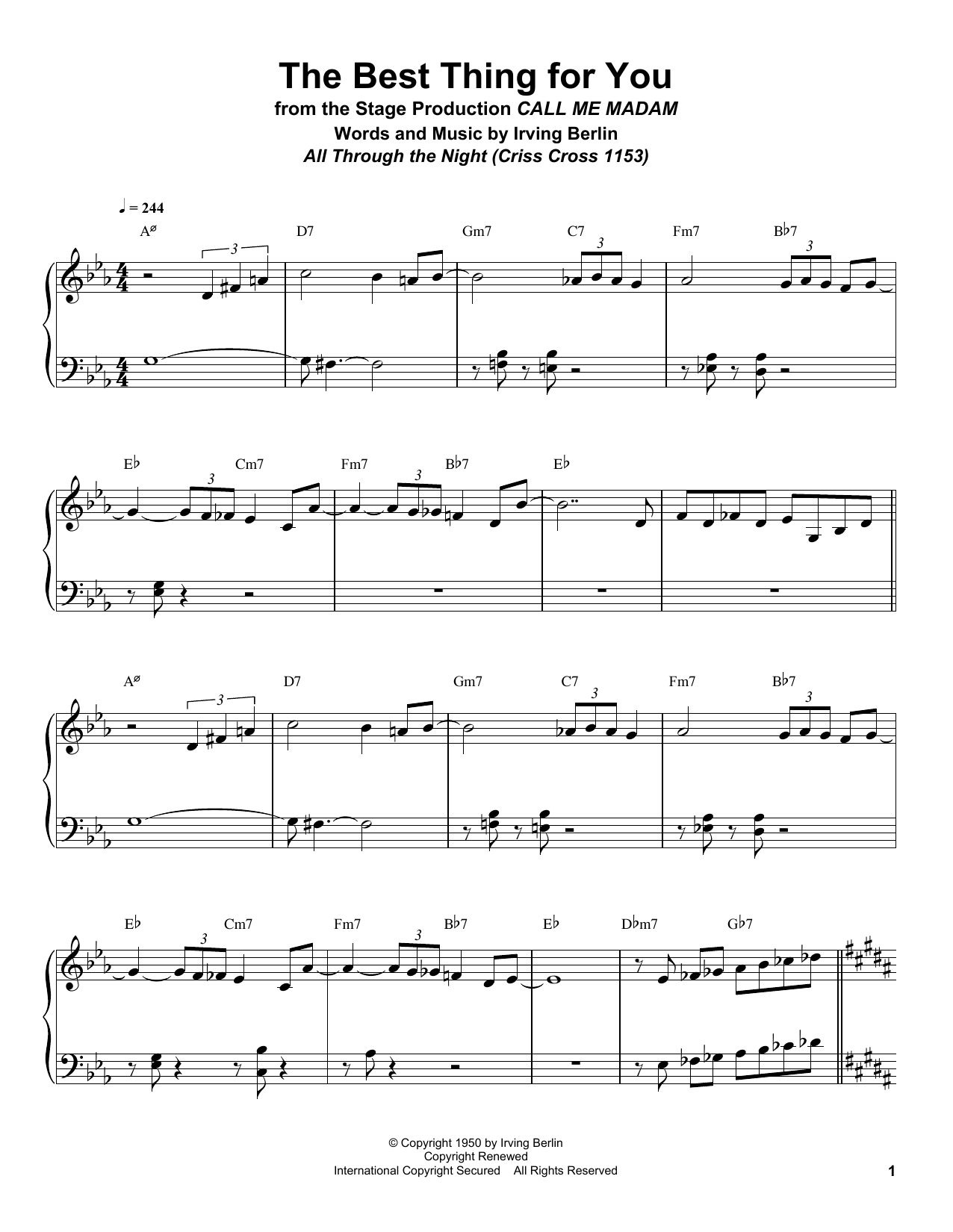 Download Bill Charlap The Best Thing For You Sheet Music