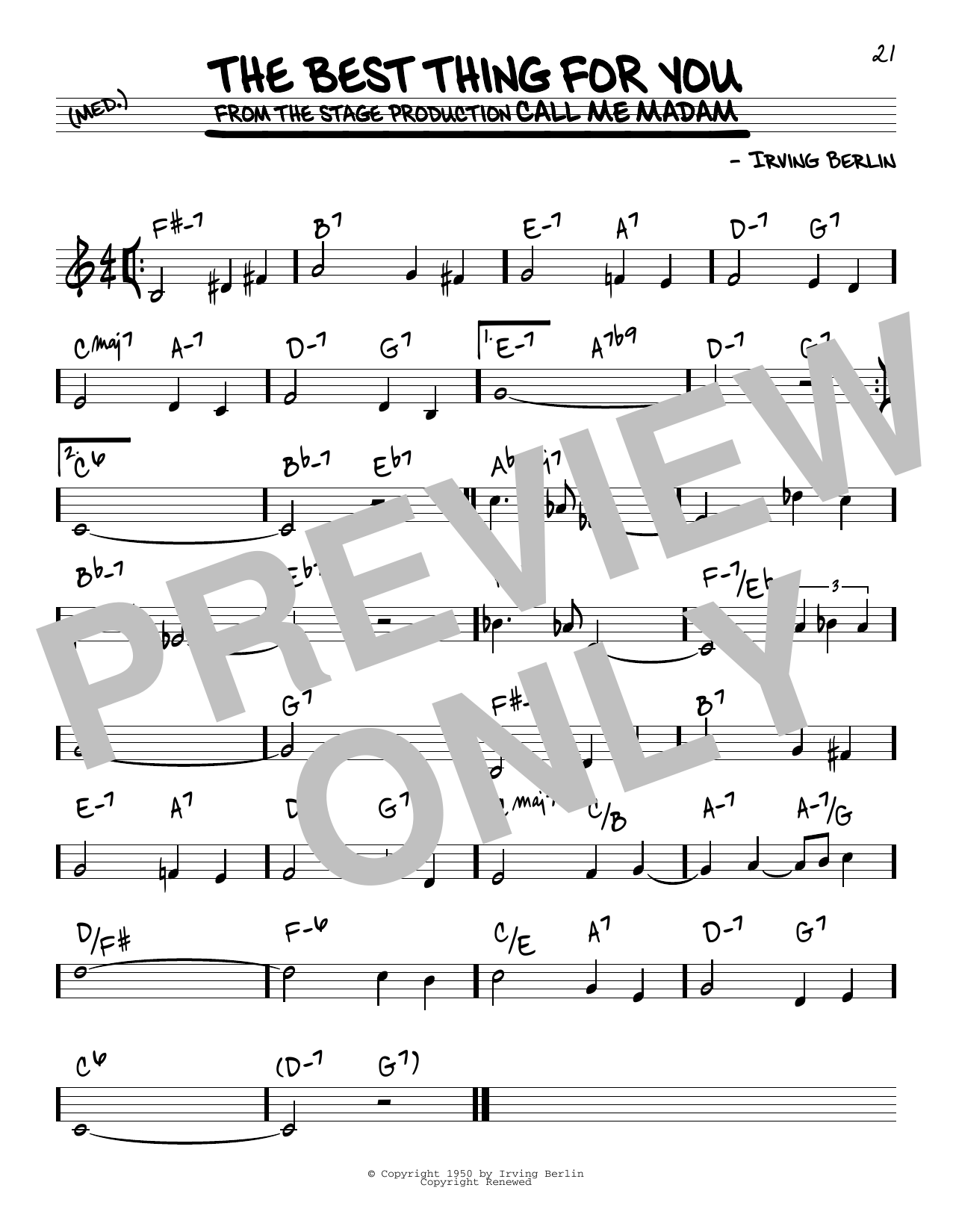 Download Irving Berlin The Best Thing For You Sheet Music